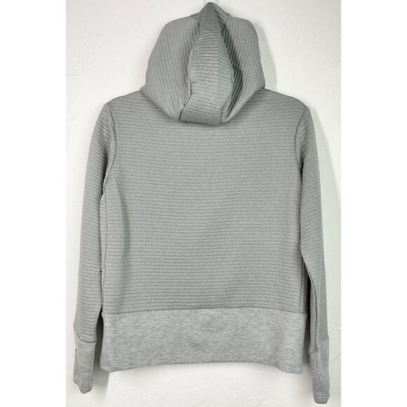 Nike Heathered Gray Training Swoosh Ribbed Sweatshirt Hoodie Small - Picture 5 of 7